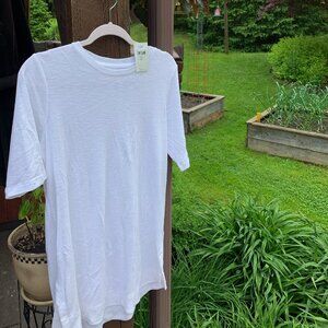 NWT $59 J.Jill white pima cotton shirttail tunic M medium